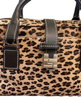 Lambertson Truex Made in Italy Leather Leopard Print Ponyskin Fur Satchel Bag image 4
