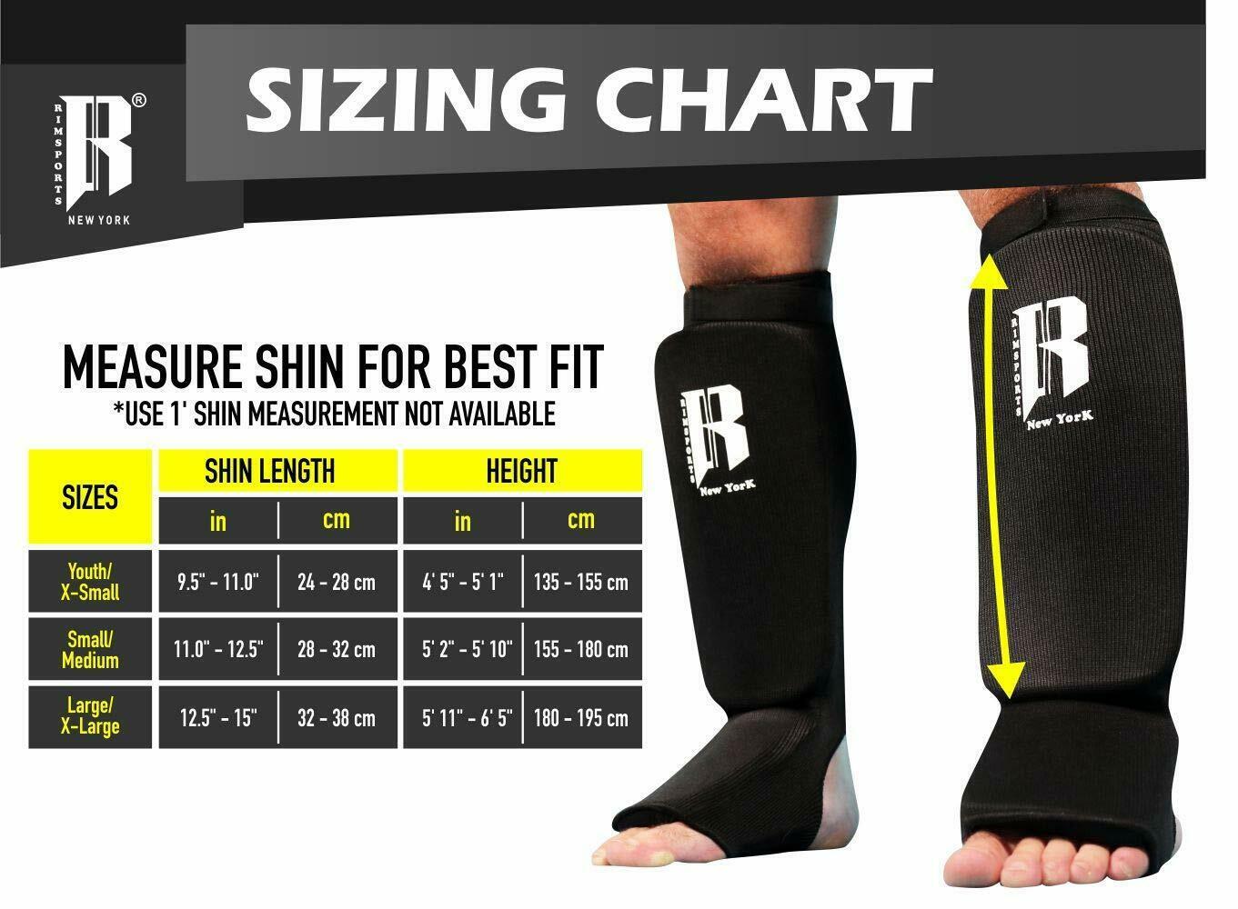 RIMSports Muay Thai Shin Guards Premium MMA Ideal for sport Black Size