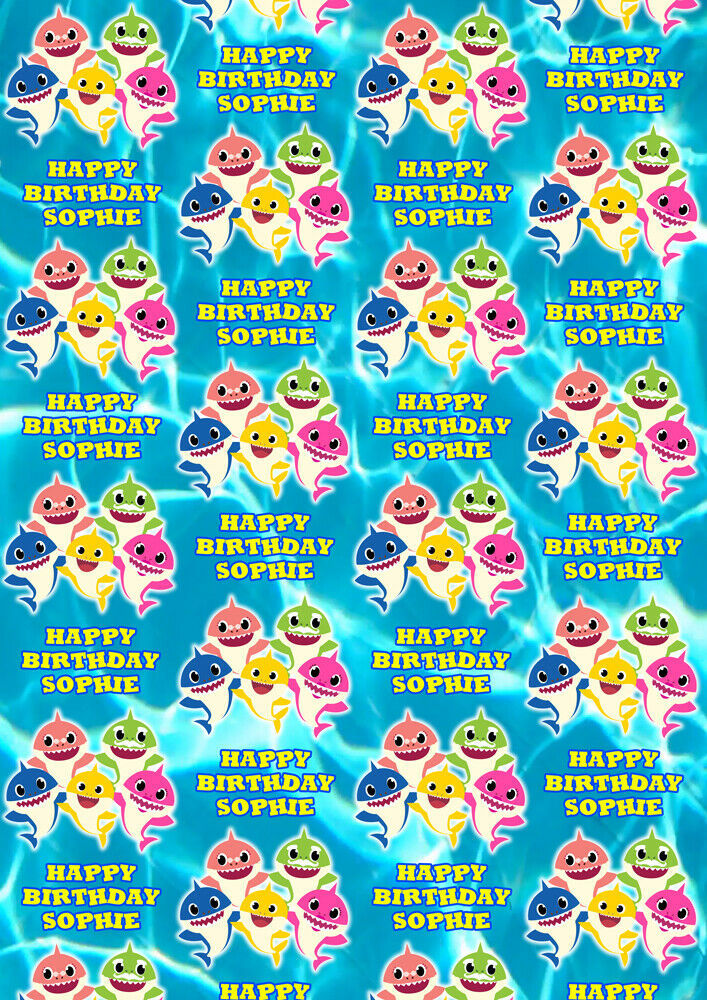 BABY SHARK Personalised Gift Wrap Pink Fong Baby Shark Wrapping Paper