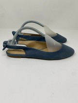 Lucky Brand Leather Flats Tie Sling Back Women Size 9 Blue - $24.70