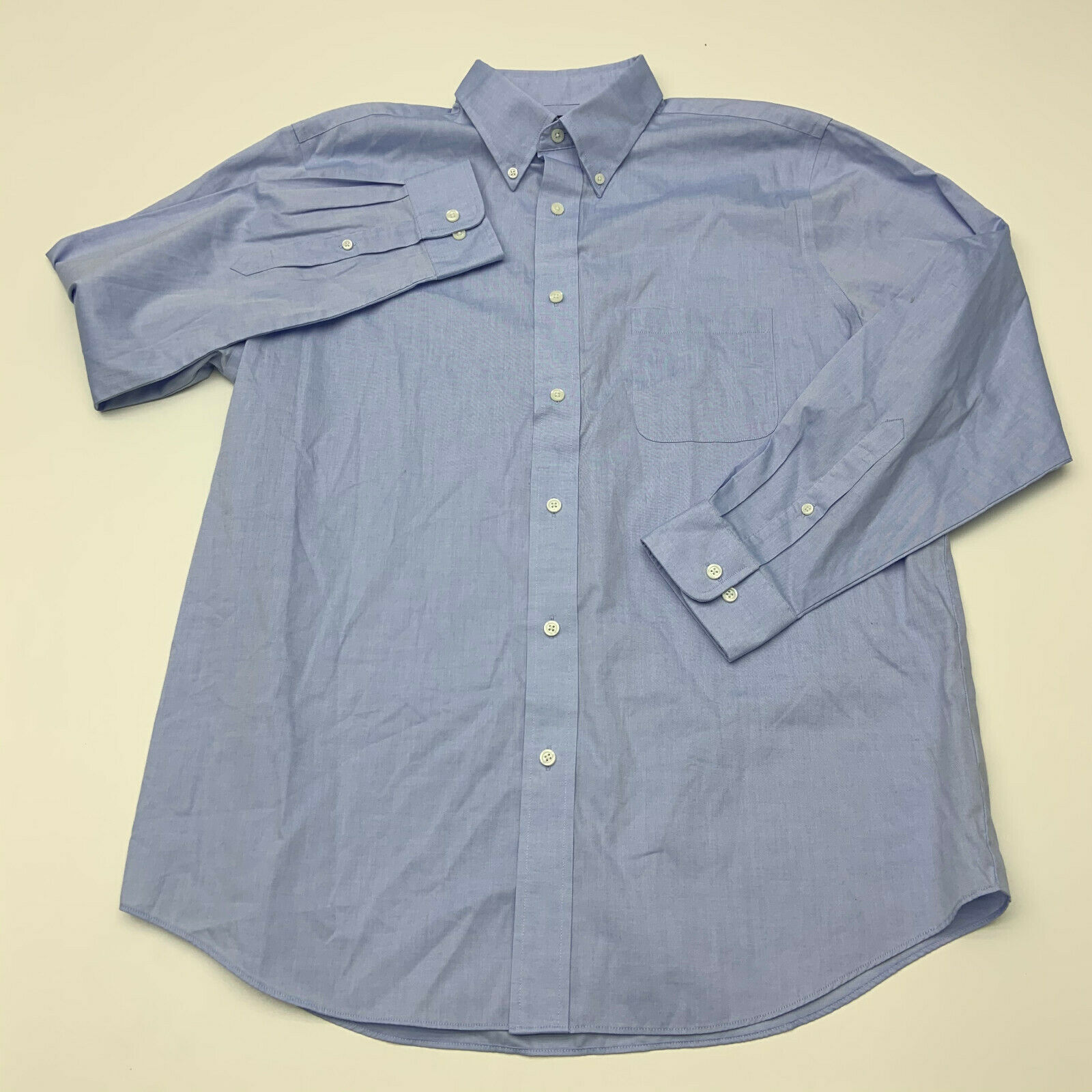 Croft&barrow Button Up Shirt Mens 17 34/35 Blue Easy Care Long Sleeve ...