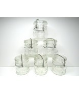 6 VTG Hazel ATLAS WHOLEFRUIT Jars 16 Oz Wire Bale Glass Lid Canning Decor MCM - $32.54