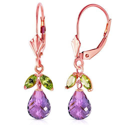 Galaxy Gold GG 3.4 Carat 14k Solid Rose Gold Leverback Earrings with Amethysts a