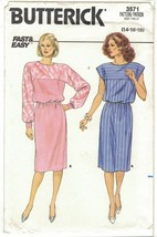 Butterick 3571 Easy 1980s Dress Pattern Blouson Bodice Misses Sz 14 16 18 Uncut - $11.75