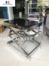 NauticalMart Vintage Industrial Scissor Lift Table Home Decor Furniture  image 3