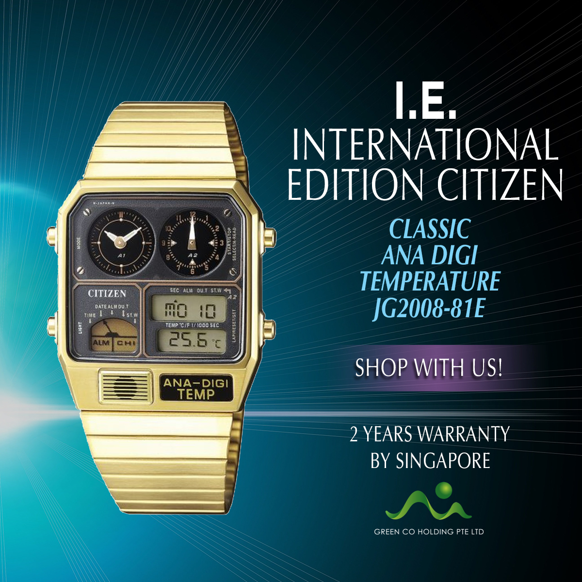 Citizen International Edition Classic Ana Digi Temperature Digital Jg2008 81e Wristwatches