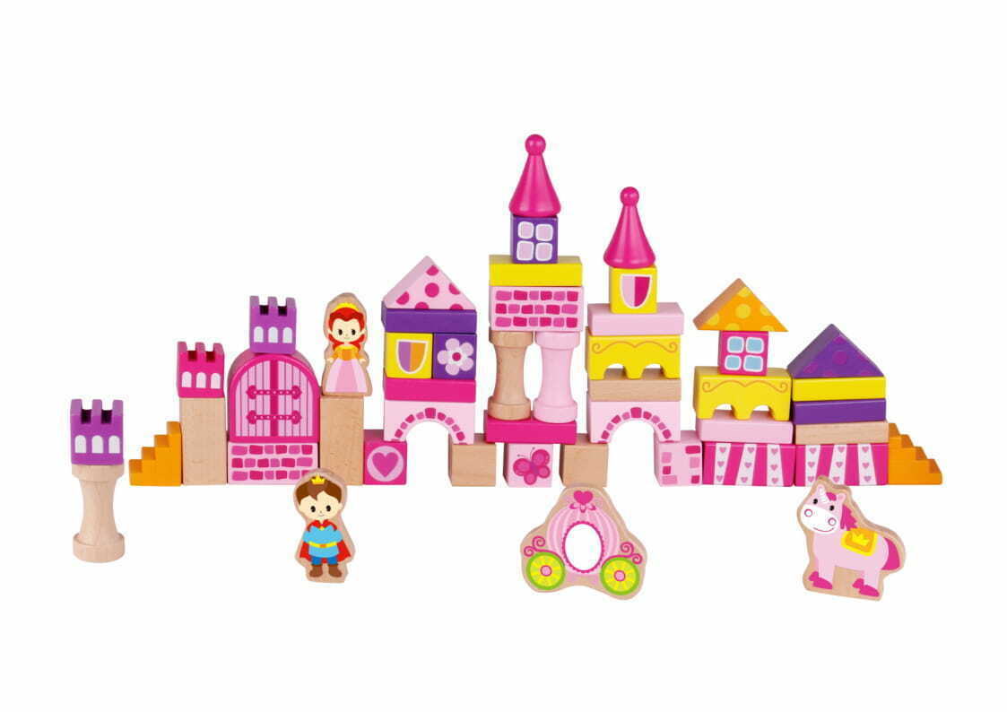 Toysters 150Piece Wooden Princess Castle Building Blocks BPAFree