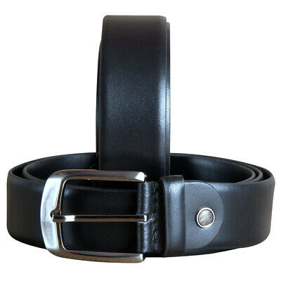 Black Leather Dress Belt 100% Pure Italian Cow Genuine Formal U-01BK
