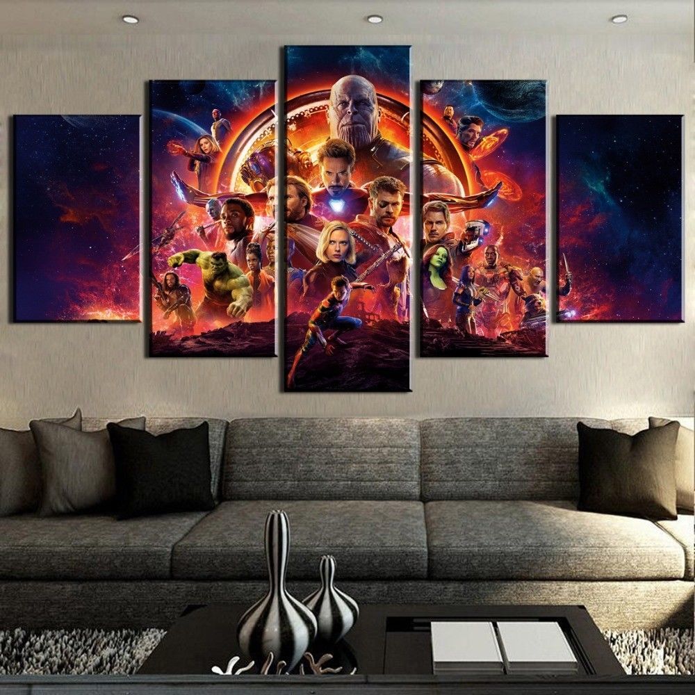 Framed 5 Piece Marvel's Infinity War Painting Printed Canvas Wall Art