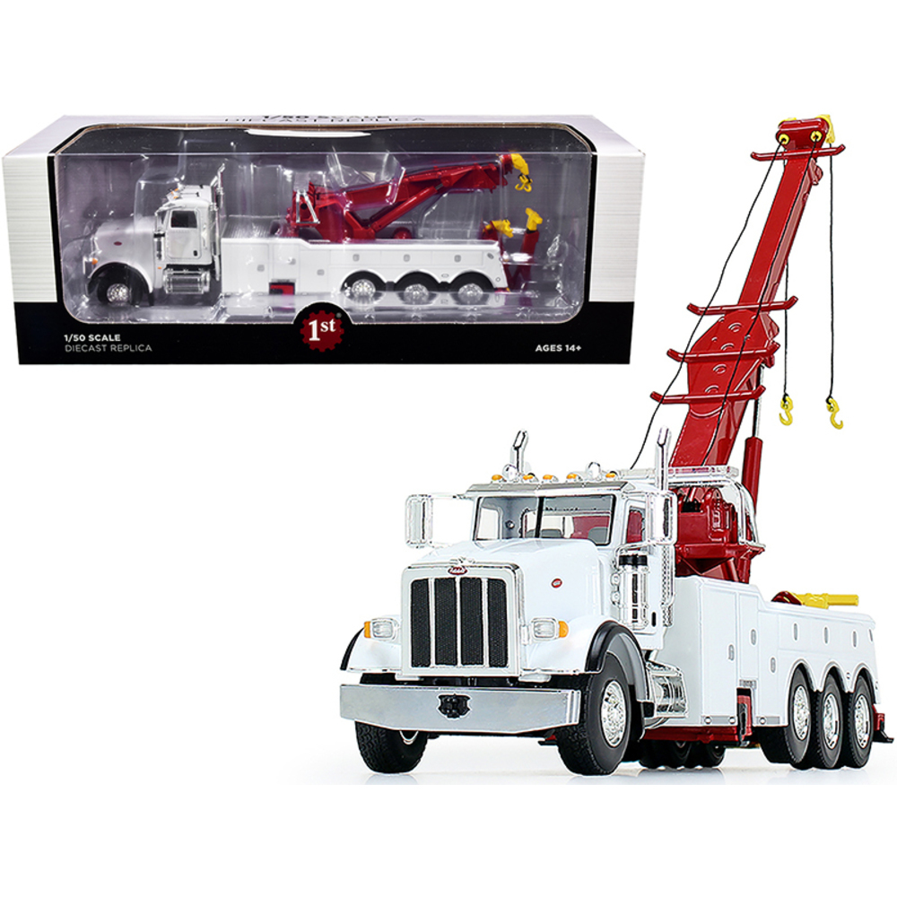 Peterbilt 367 Century 1060S Wrecker Tow Truck White 1/50 Diecast Model