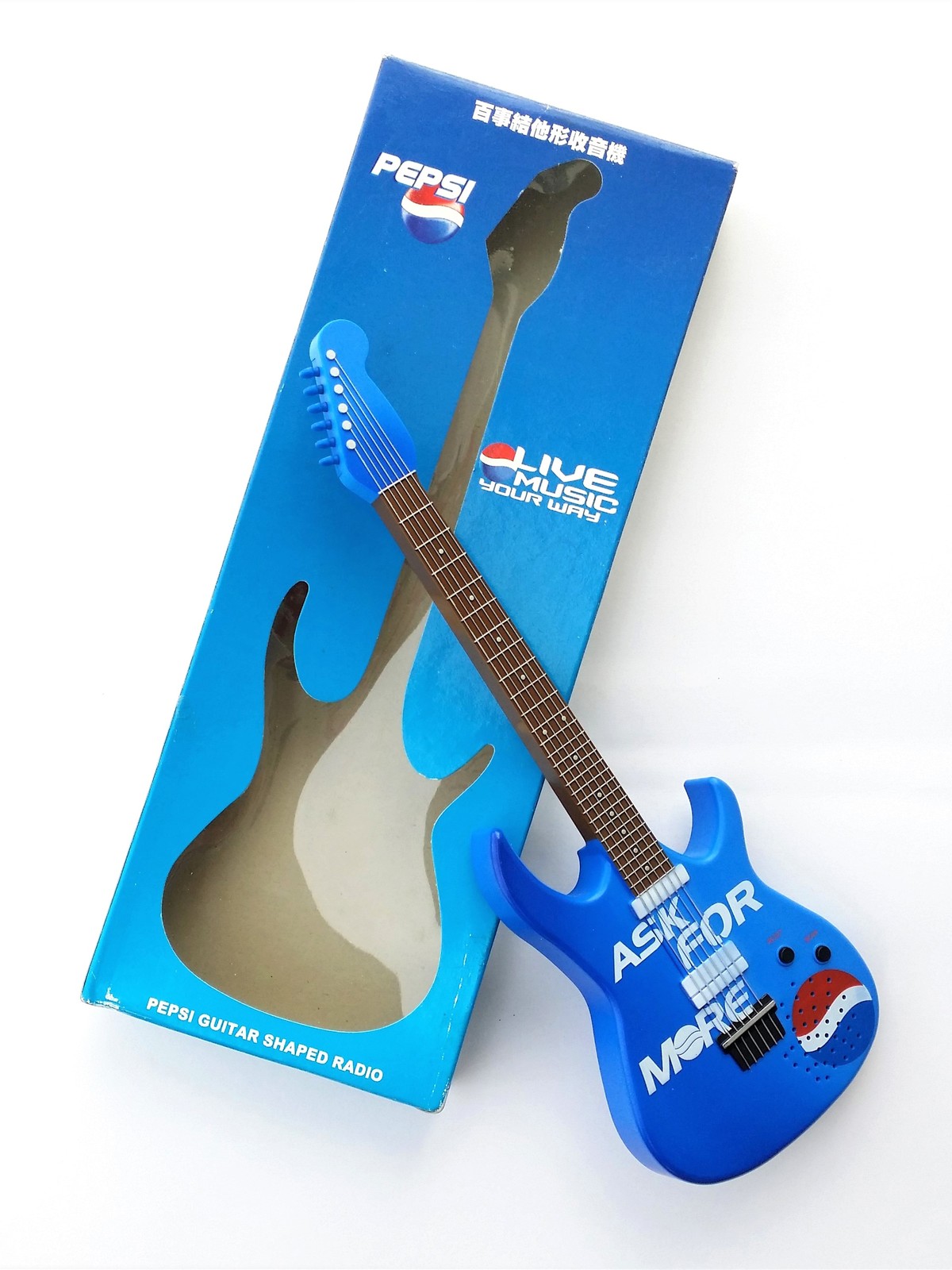 2000s Pepsi ASK FOR MORE Guitar Shaped Auto Scan Radio 33.5cm Limited Edition - $59.90
