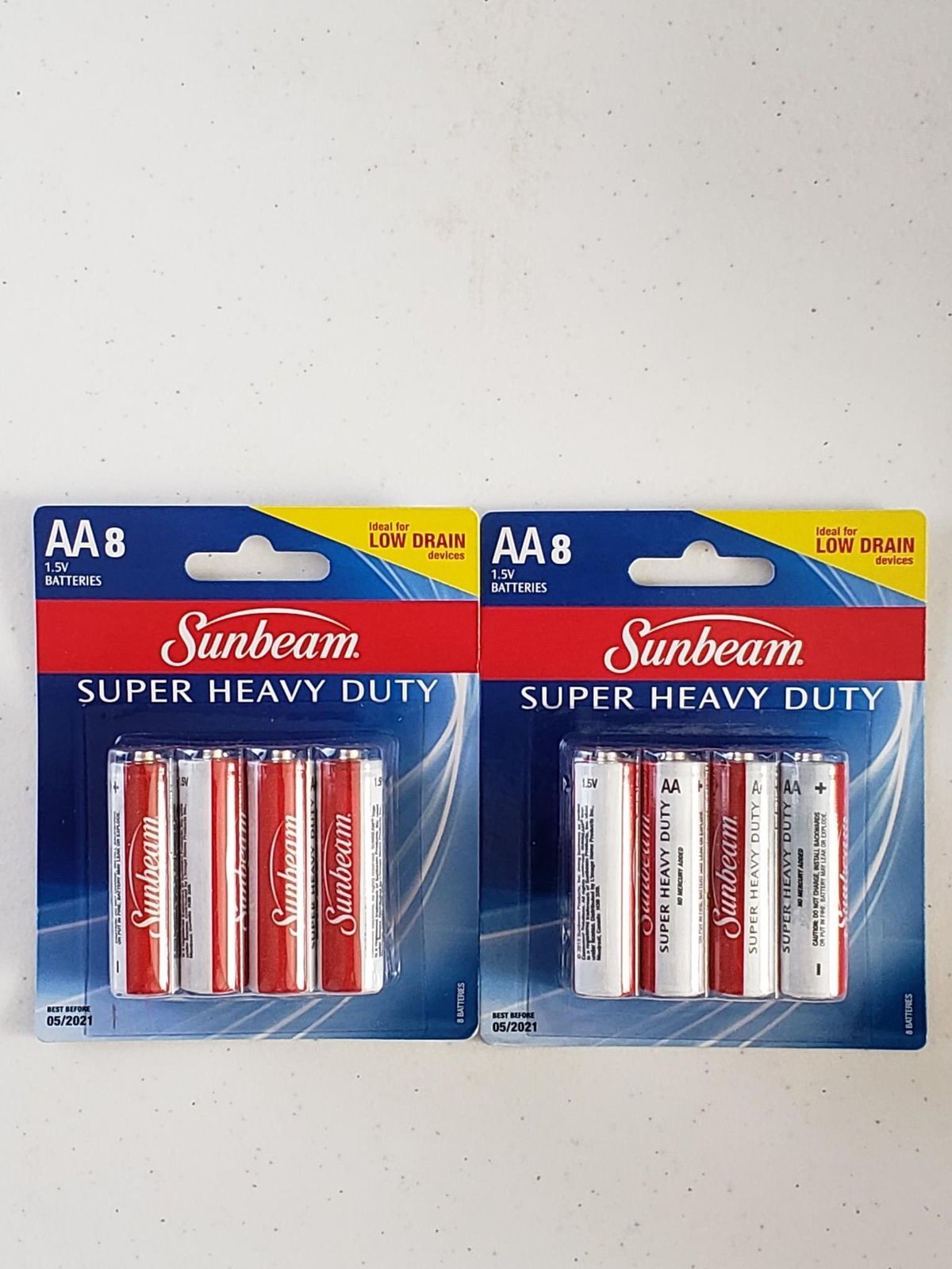 Sunbeam AA Batteries 8 Pack Heavy Duty EXP 5/21 Lot of 2