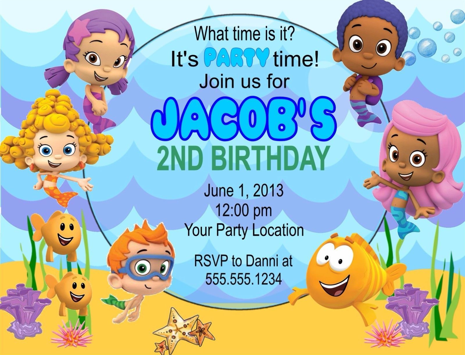 Bubble Guppies Birthday Party Invitations Custom Personalized ...