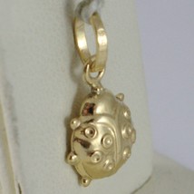 18K YELLOW GOLD ROUNDED LADYBUG PENDANT CHARM 18MM SMOOTH LADYBIRD MADE IN ITALY image 2