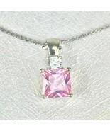 B. Brilliant Sterking Silver Cubic Zirconia 18&quot; Necklace- Pink - $38.58