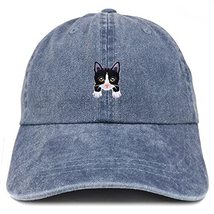 Trendy Apparel Shop Tuxedo Cat Kitten Patch Pigment Dyed Washed Baseball... - $19.99