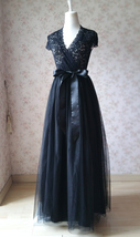 BLACK MAXI SKIRTS Plus Size Elastic Full Length Black Tulle Skirts Party Skirts image 2