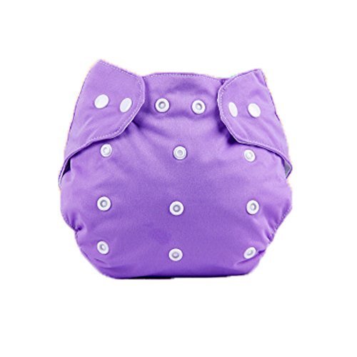 Cute Baby Diaper Cover One Size Diaper Cover with Snap Closure (3-13KG,Purple)
