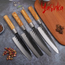 4-Piece Chef Knife Set Japanese Santoku Nakiri Kiritsuke Kitchen Knives ... - $147.41