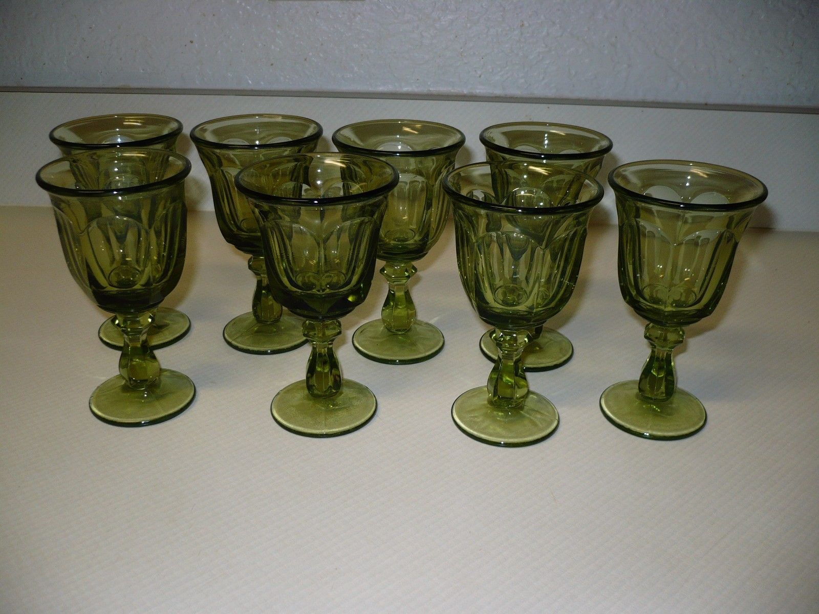 Fostoria Green Glasses Set of 8 5 2/8 Inches Tall Juice Glasses Water Other