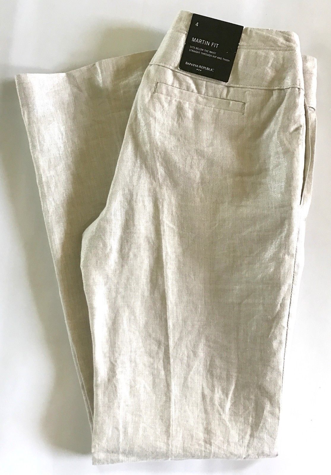 Banana Republic Martin Fit Beige Linen Pants Womens size 4 Pants