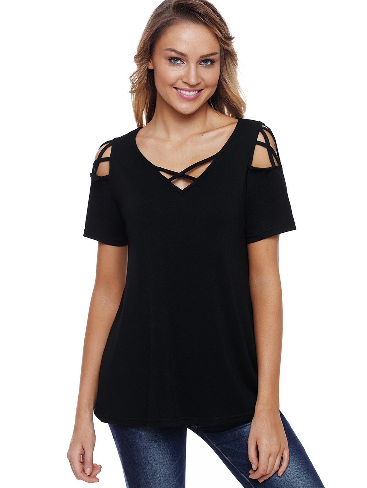 criss cross chest shirt