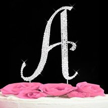 Letter A - Swarovski Crystal Monogram Wedding Cake Topper by Elegant Bridal - $26.24