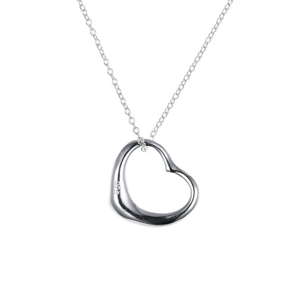 18K White Gold Plated Floating Heart Pendant Necklace - Precious Metal ...