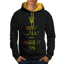 Keep Calm Weed Pot Rasta Sweatshirt Hoody On Rasta Smoke Men Contrast Ho... - $23.99