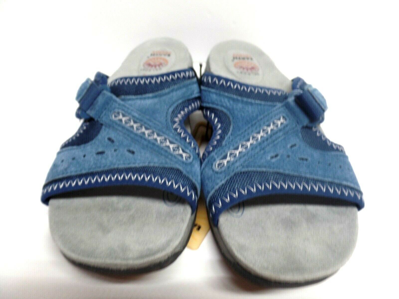 Earth Spirit Leather Women's Slides On Sandals Cobalt Blue Sandals