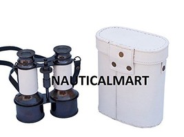 Nauitcal Commanders Oil-Rubbed Bronze/White Leather Binoculars with Leather case