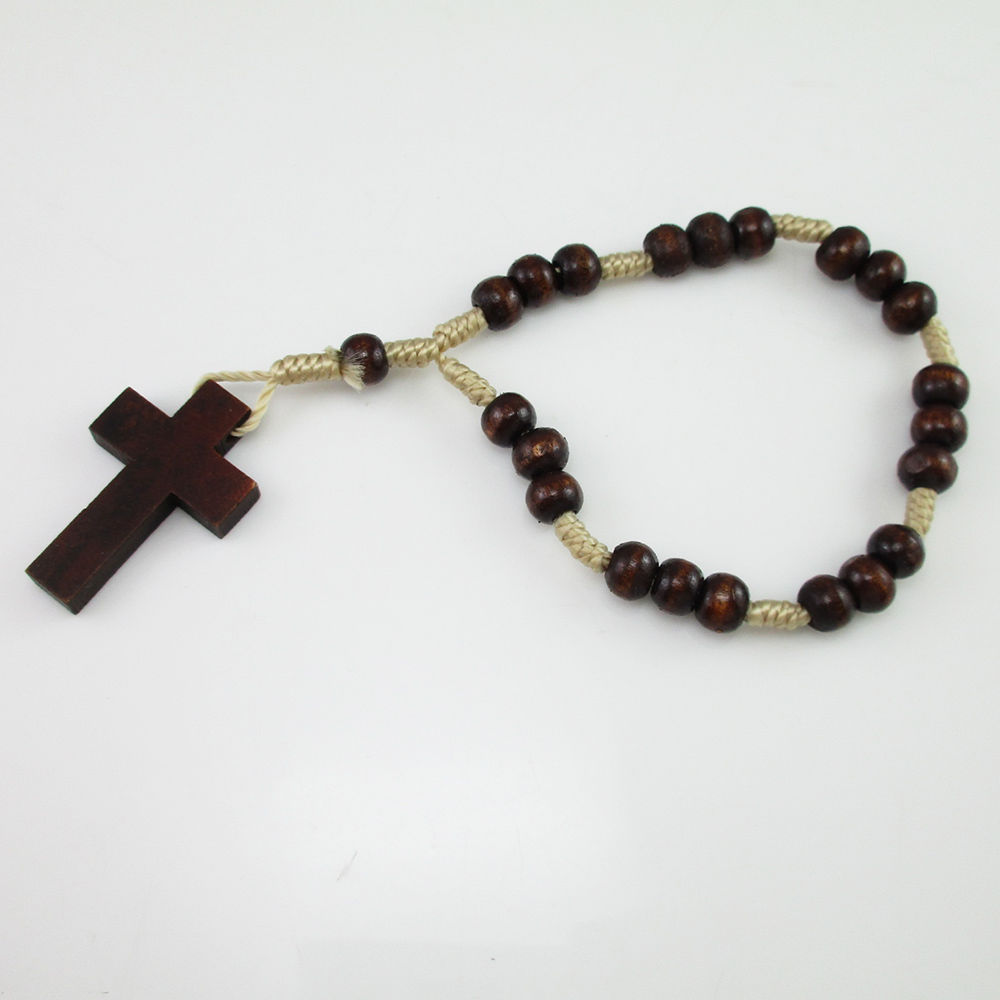 12pcs of Brown wood beads rosary bracelet and similar items