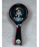 Black Ceramic Decorative Woman Spoon Rest Dia de Los Muertos Day of Dead... - $17.99