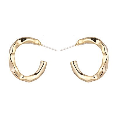 Yup Simple Earrings Minimalistic Copper Metal Hoop Stud Earrings Golden Silvery