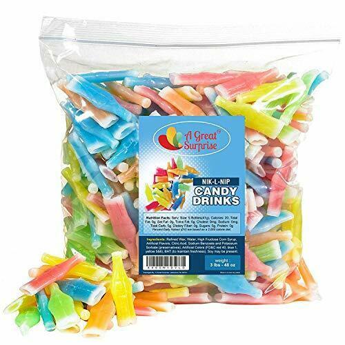 NikLNip Wax Bottles Candy Drinks, 3 LB Bulk 3 Pound (Pack of 1) Gummy, Soft Sweets