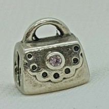 Authentic Pandora Charm Moments Purse Handbag 790309PCZ Pink CZ Sterling Retired - $22.99