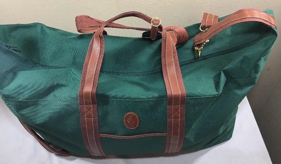 VTG Polo Ralph Lauren Bag Green Canvas Overnight Bag Carry On Duffle 90 ...