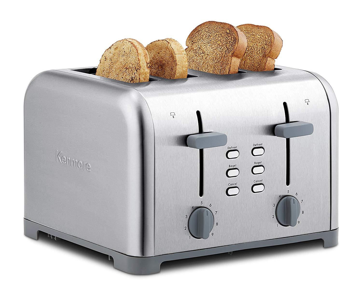 Kenmore 40605 4Slice Toaster With Dual Controls In Stainless Steel