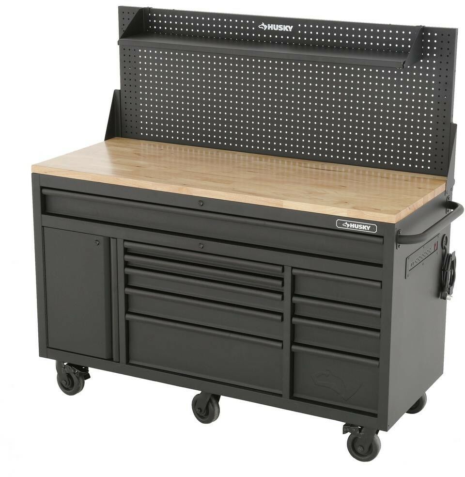 husky adjustable workbench with drawers