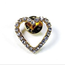 Rhinestone Heart Pin Brooch Fashion Jewelry Gold Tone - $9.99
