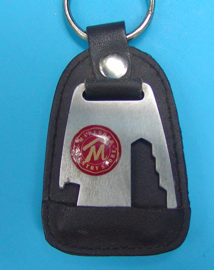 Vintage Marlboro Country Store Bottle Opener Leather Key Chain & Multi