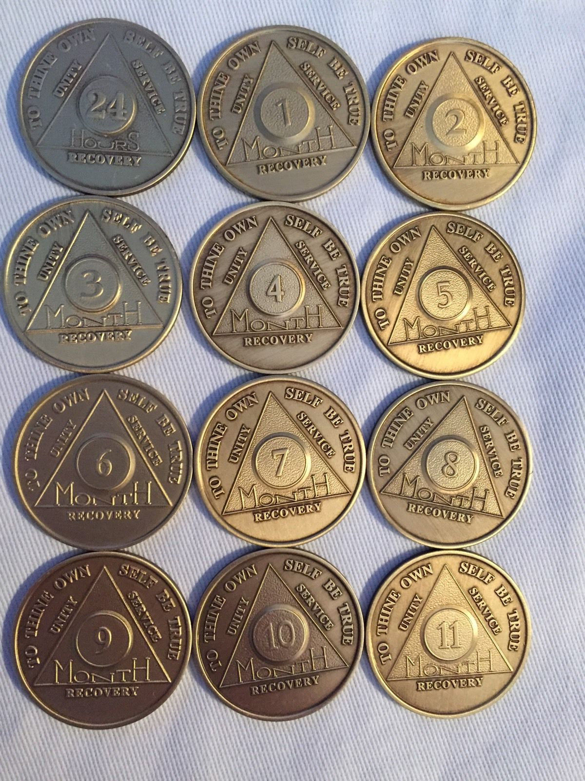 Bulk Lot Of 30 AA Chips Alcoholics Anonymous Medallions Bronze Any Month Or Year