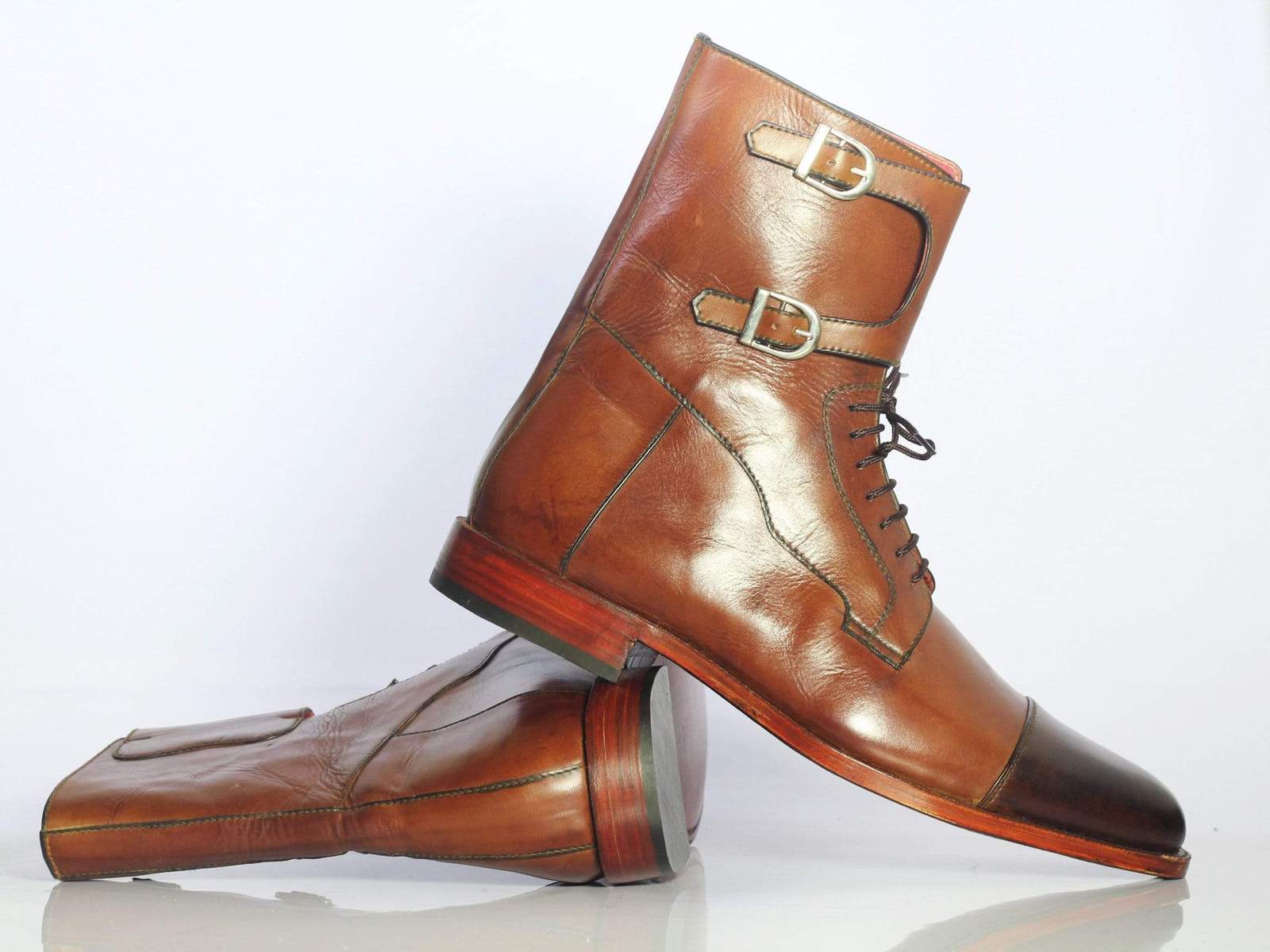 2 tone leather boots