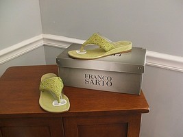 NEW IN BOX $90 Franco Sarto Nehru Kiwi Beaded Suede Slip On Thong Sandals 6M - $68.31