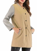 Womens Long Sleeve Button Paneled Woolen Casual Long Blazer Cardigan Jac... - $16.38