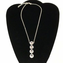 Rhinestone Drop Pendant Necklace Silver Tone Chain 17 In Chain Fashion Jewelry - $34.64
