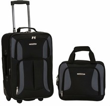 Carry On Luggage Set 2-Piece Rolling Suitcase Tote Bag Black Gray Medium... - £67.19 GBP