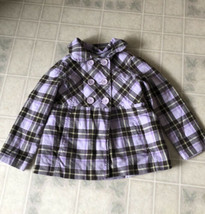 Gymboree Girls Purple Plaid Lined Double Breasted Button Dress Coat Size S 5-6 - $14.89