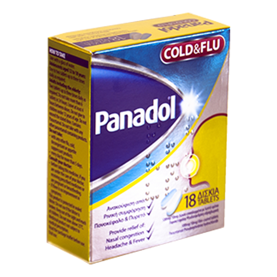PANADOL Cold & Flu 18 Film Coated Tablets for Nasal Congestion Headache