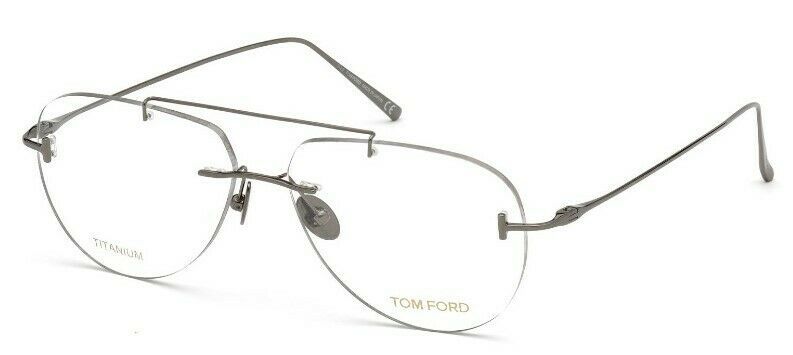 Tom Ford 5679 008 Gunmetal Aviator Titanium Eyeglasses FT5679 008 56mm